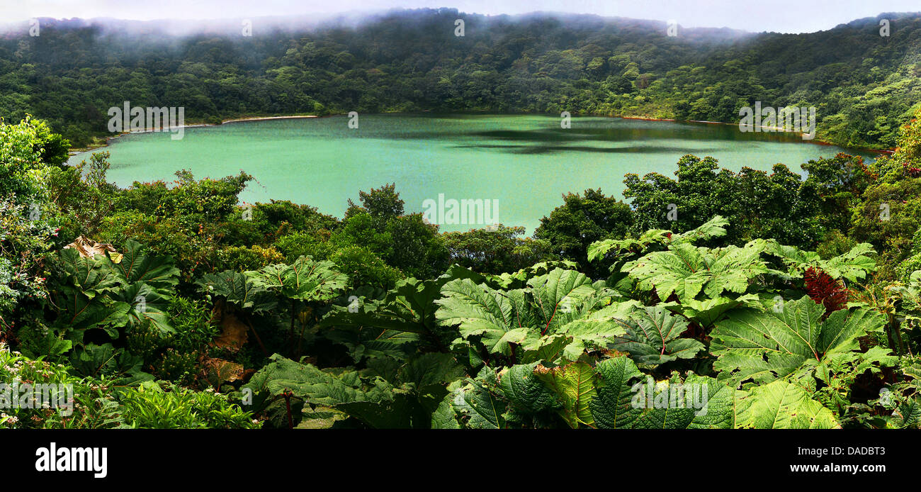 Regenwald und Krater See, Costa Rica, Poas Volcano National Park Stockfoto