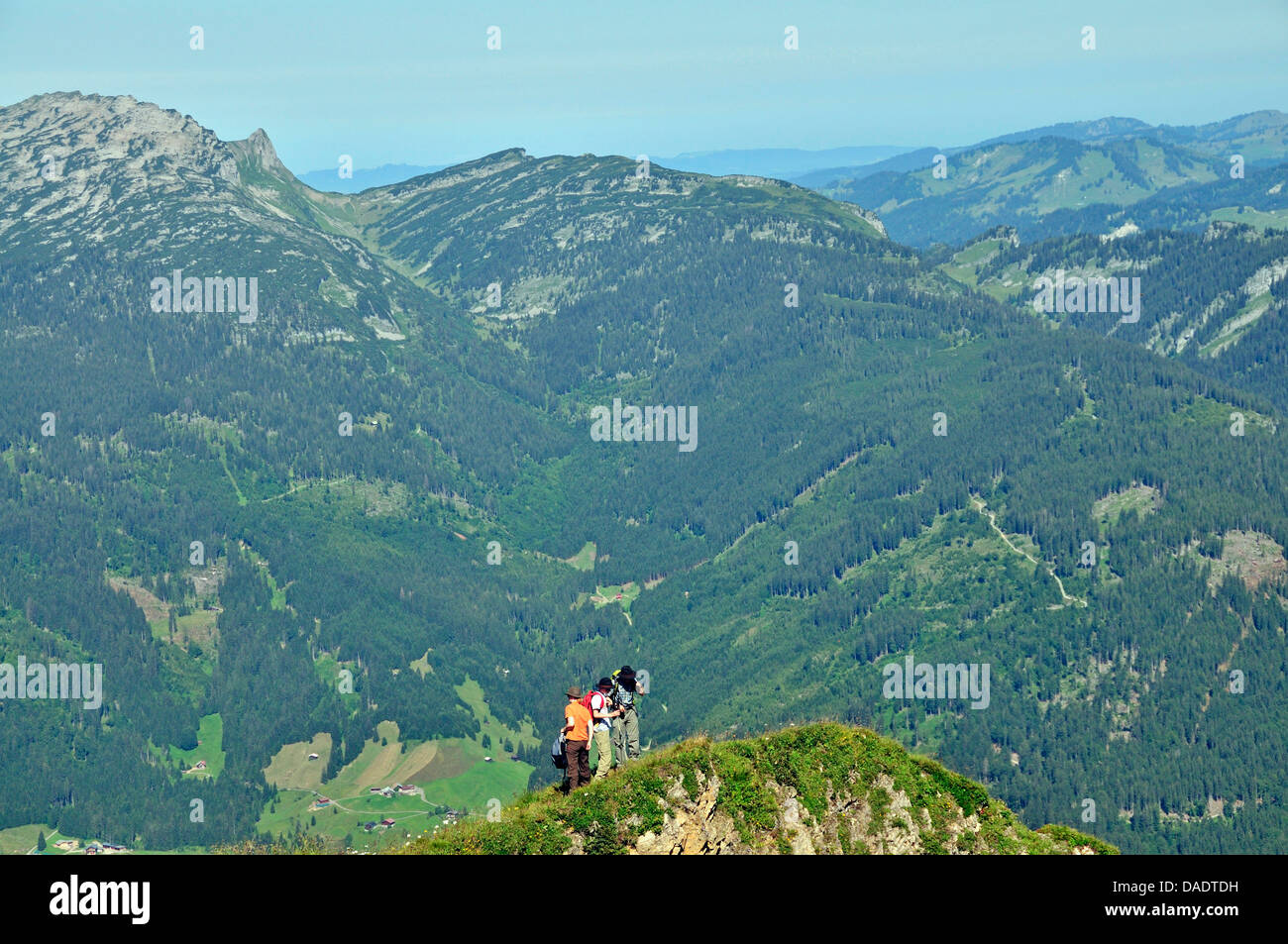 Blick vom Fellhorn, Kleinwalsertal, Österreich, Vorarlberg Stockfoto