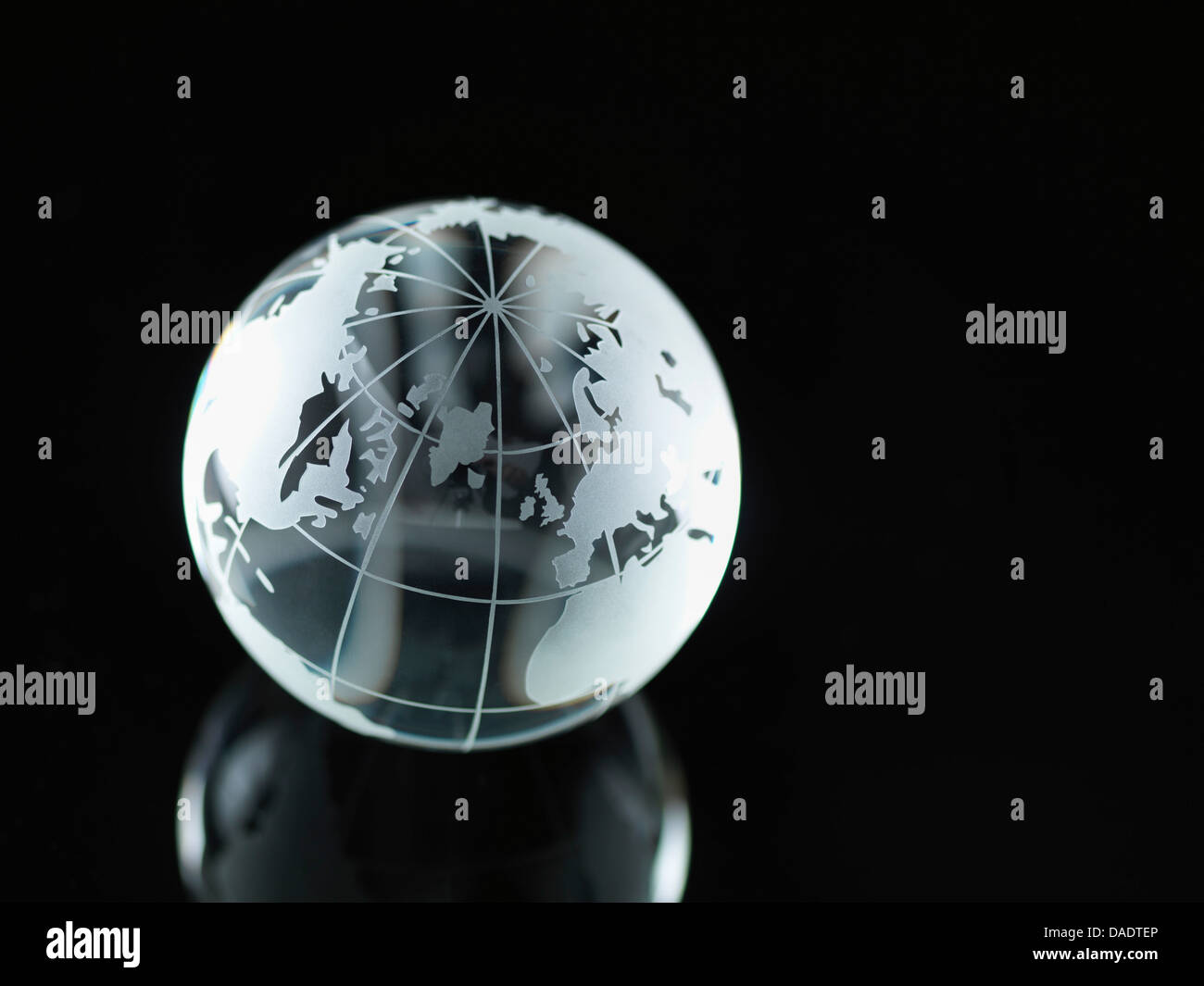 Glaskugel, die illustrieren, Nordamerika, Europa, Russland und Afrika Stockfoto