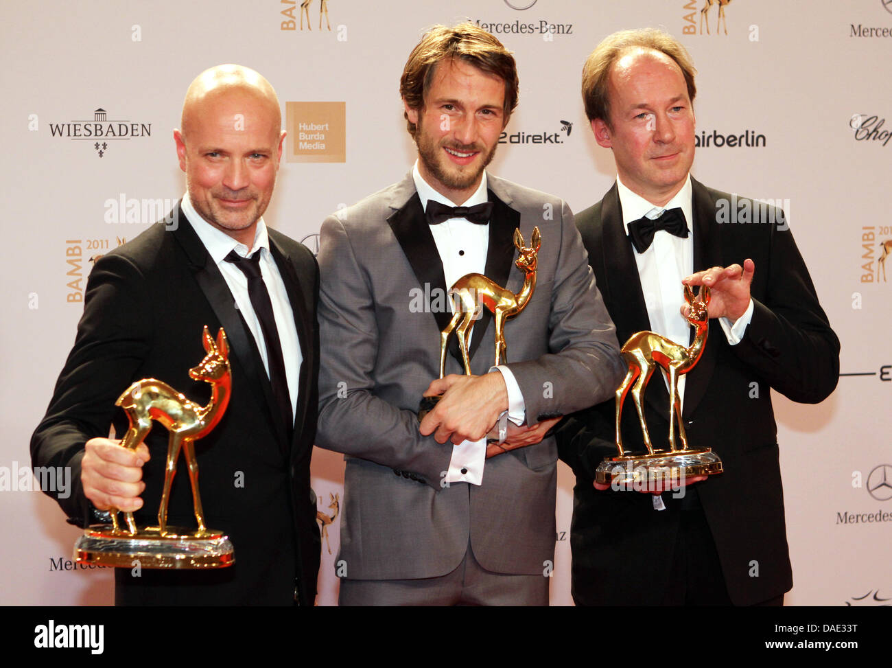 Deutsche Schauspieler Christian Berkel (L-R), David Rott und Ulrich ...