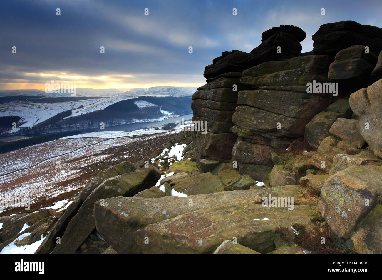 Winter am Derwent Rand, obere Derwent Valley, Peak District National Park, Derbyshire, England, UK Stockfoto