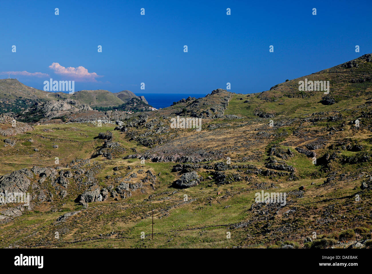 vulkanische Berglandschaft, Griechenland, Lesbos, Skala Eresou Stockfoto