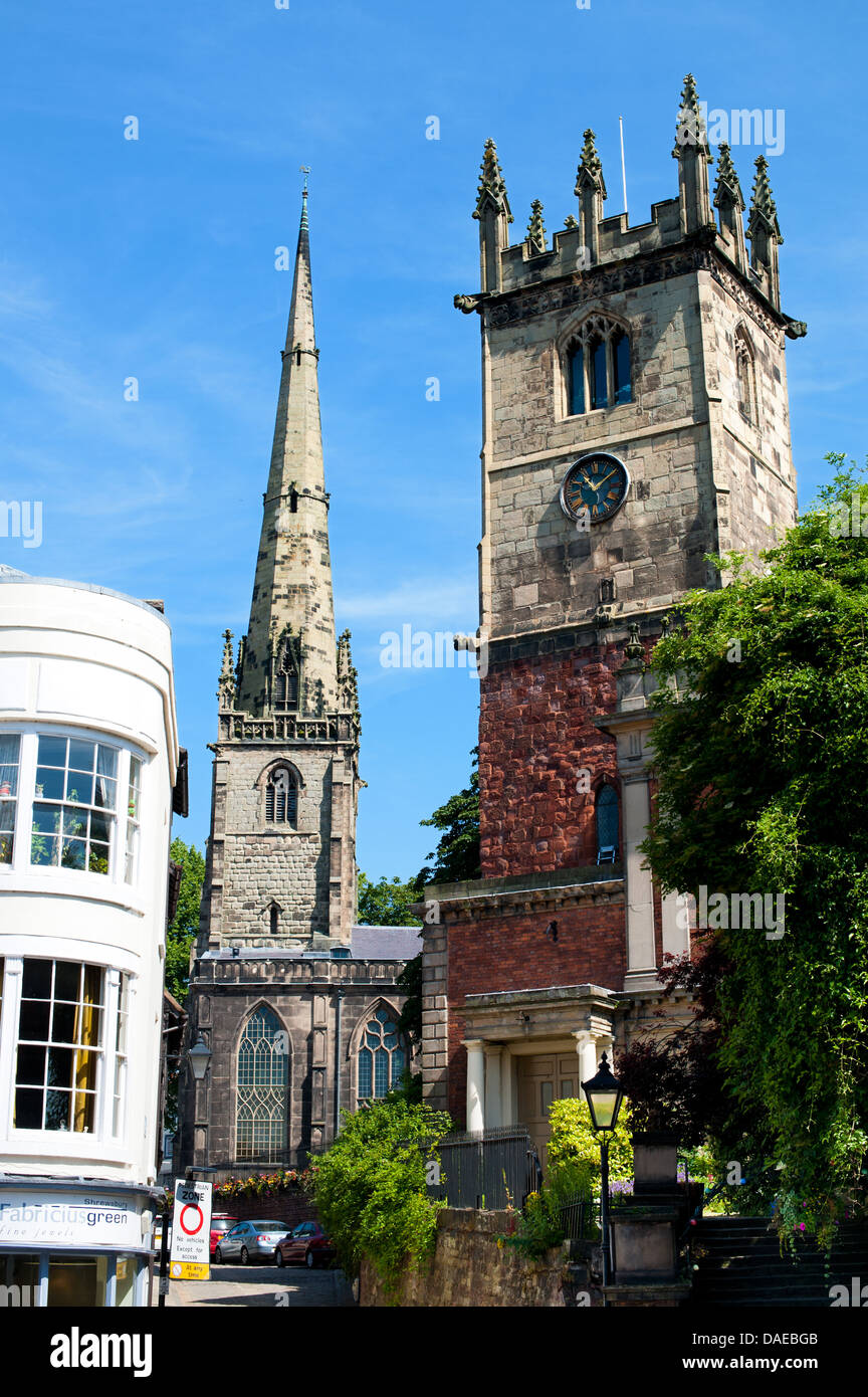 Die Kirchen von St. Alkmund und St. Julians, Shrewsbury, Shropshire, England Stockfoto