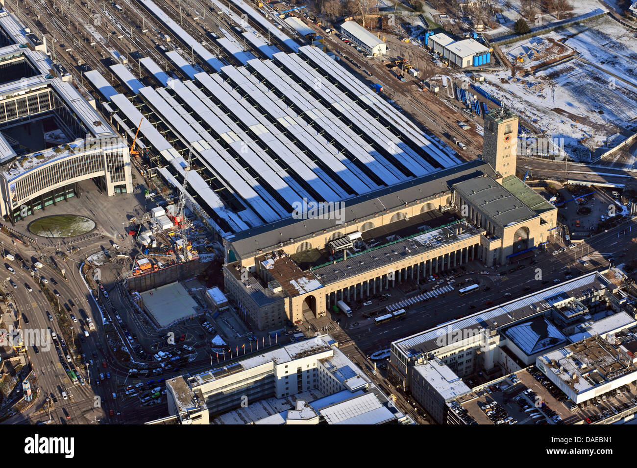 Luftbild, Stuttgart Hauptbahnhof, Stuttgart 21-Baustelle, Deutschland