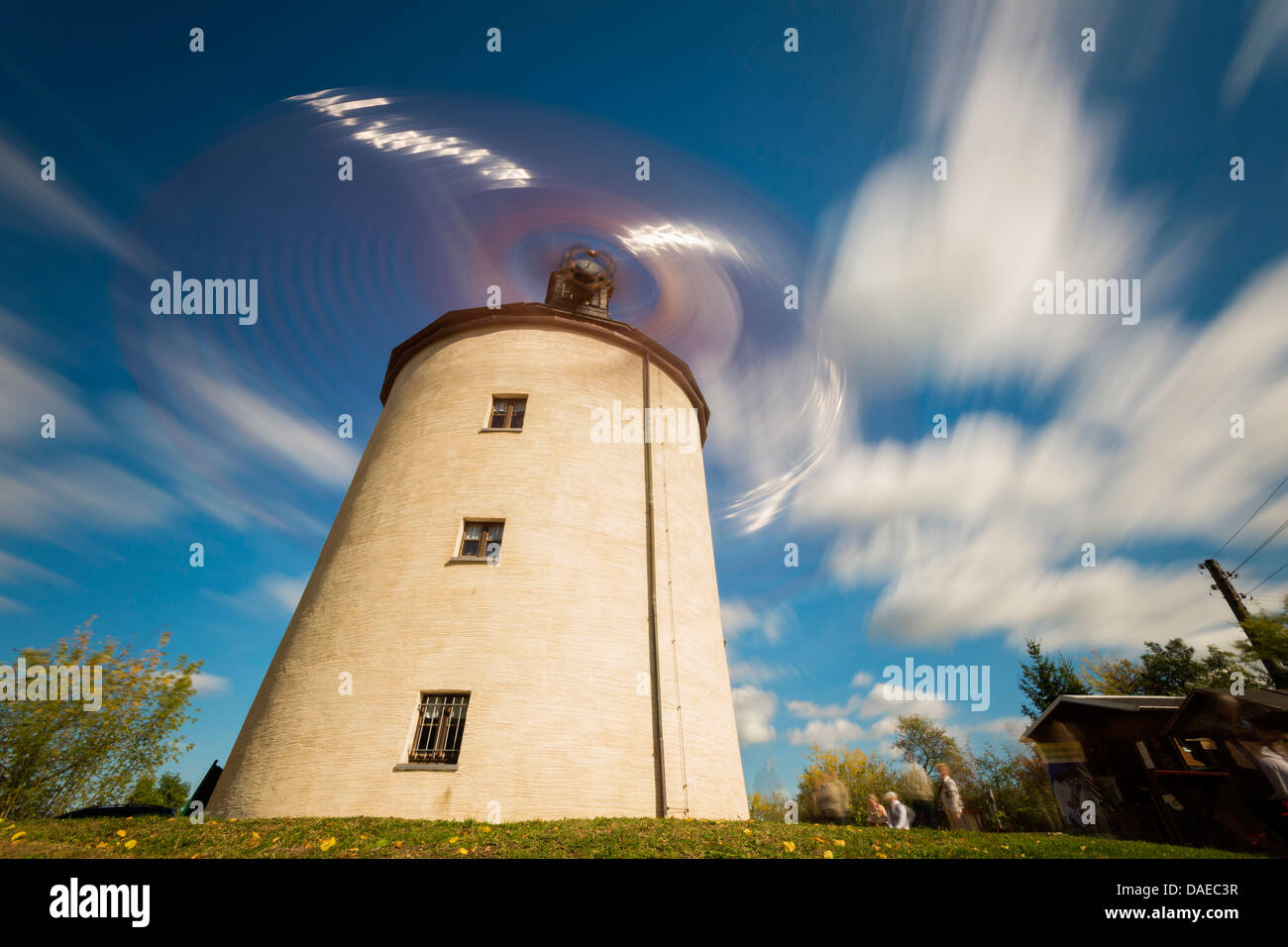 Windmühle in Bewegung in langen Belichtungszeit, Syrau, Vogtland, Sachsen, Deutschland Stockfoto