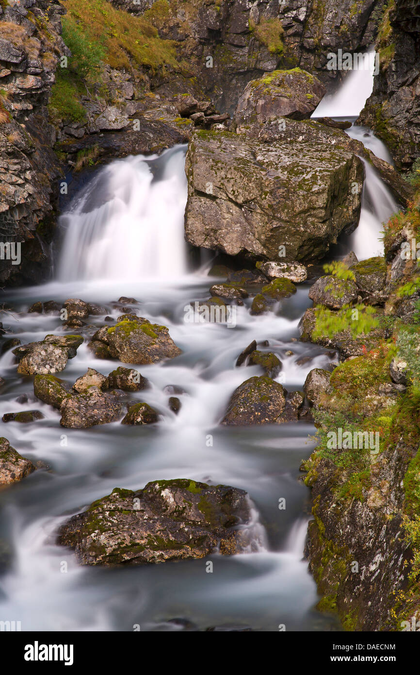 Wasserfall, Lappland, Schweden, Norrbottens Län, Stora Sjoefallets Nationalpark Stockfoto