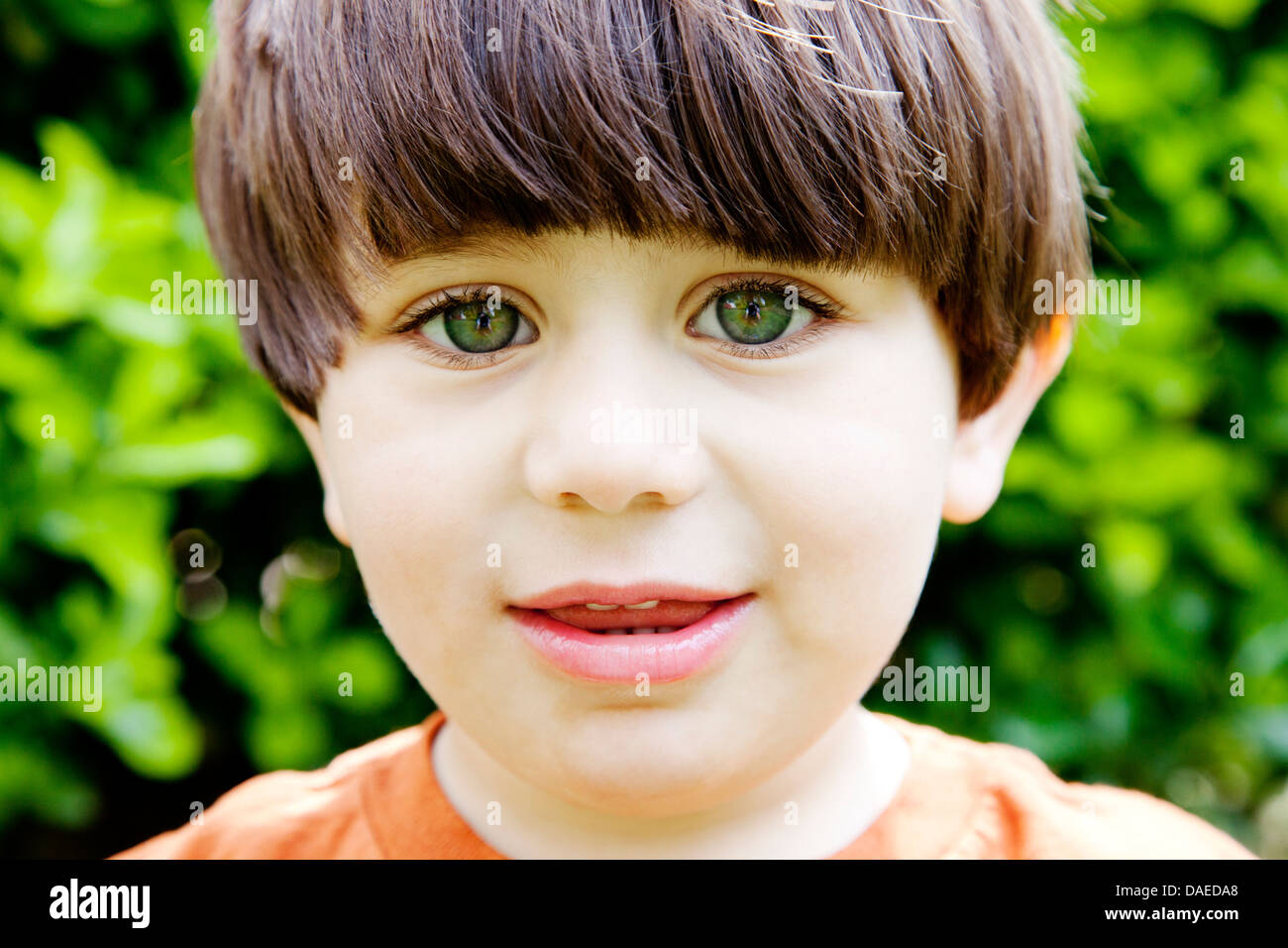 Boy Brown Hair Green Eyes Stockfotos Boy Brown Hair Green