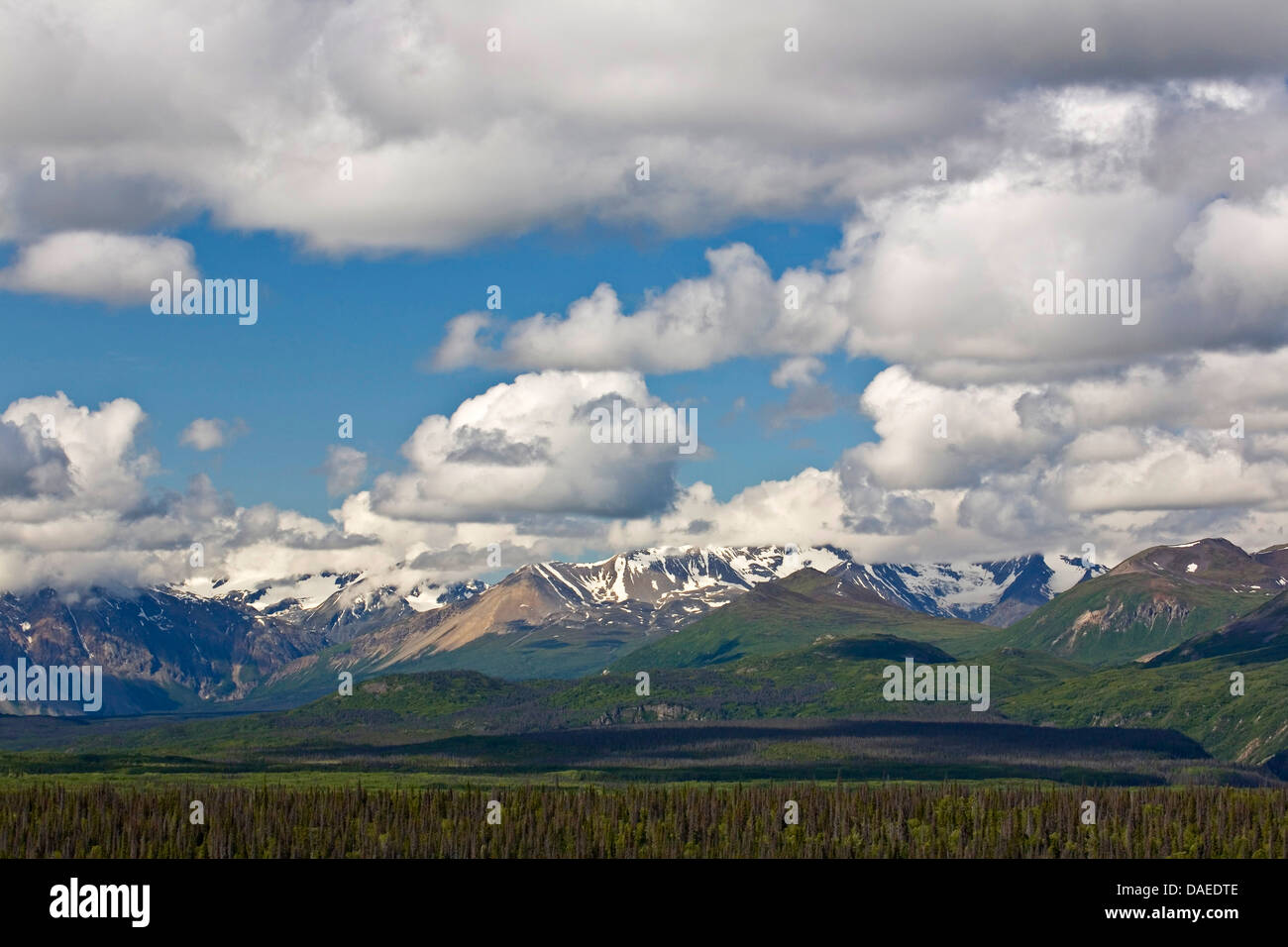 Kluane Gebirge und Wolken, Kanada, Kluane National Park Stockfoto