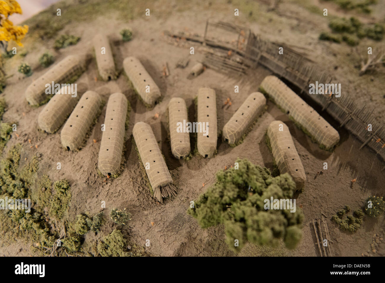 Droulers archäologische Stätte Interpretationszentrum - Replik eines Irokesen Dorfes, 15. Jahrhundert Stockfoto