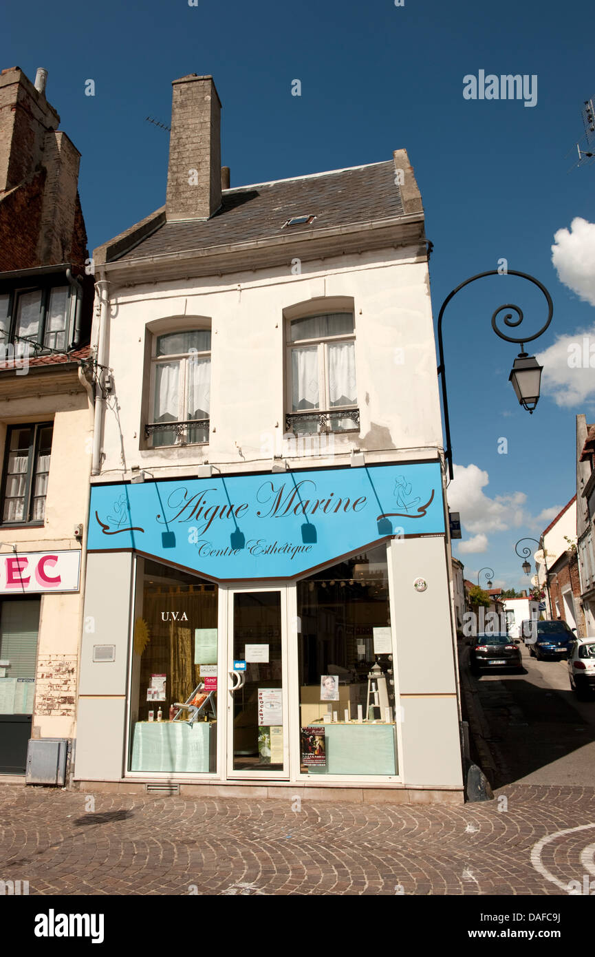 Französische Haar & Schönheitssalon Shop Montreuil, Frankreich Stockfoto
