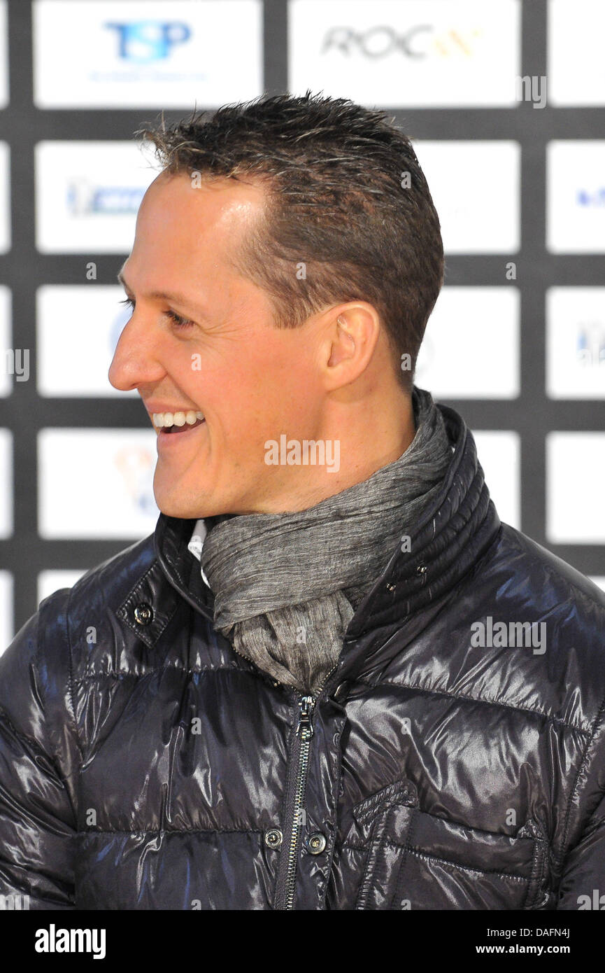 Deutsche Formel1 Rennfahrer Michael Schumacher besucht eine Pressekonferenz am Race of Champions in Düsseldorf, 2. Dezember 2011. Foto: Revierfoto Stockfoto