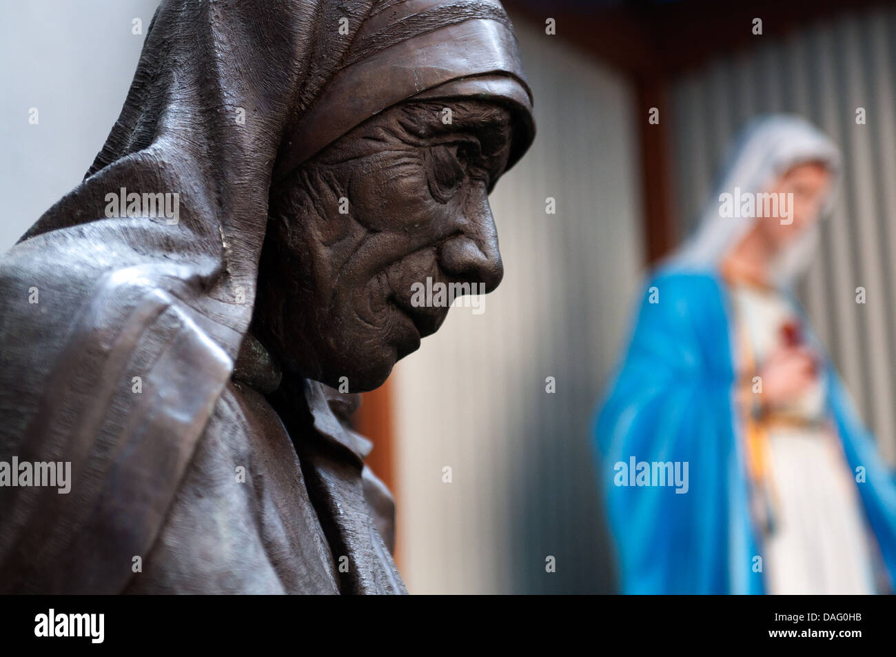 Mutter Theresa-Skulptur. Kalkutta, Kolkata, Indien Stockfoto