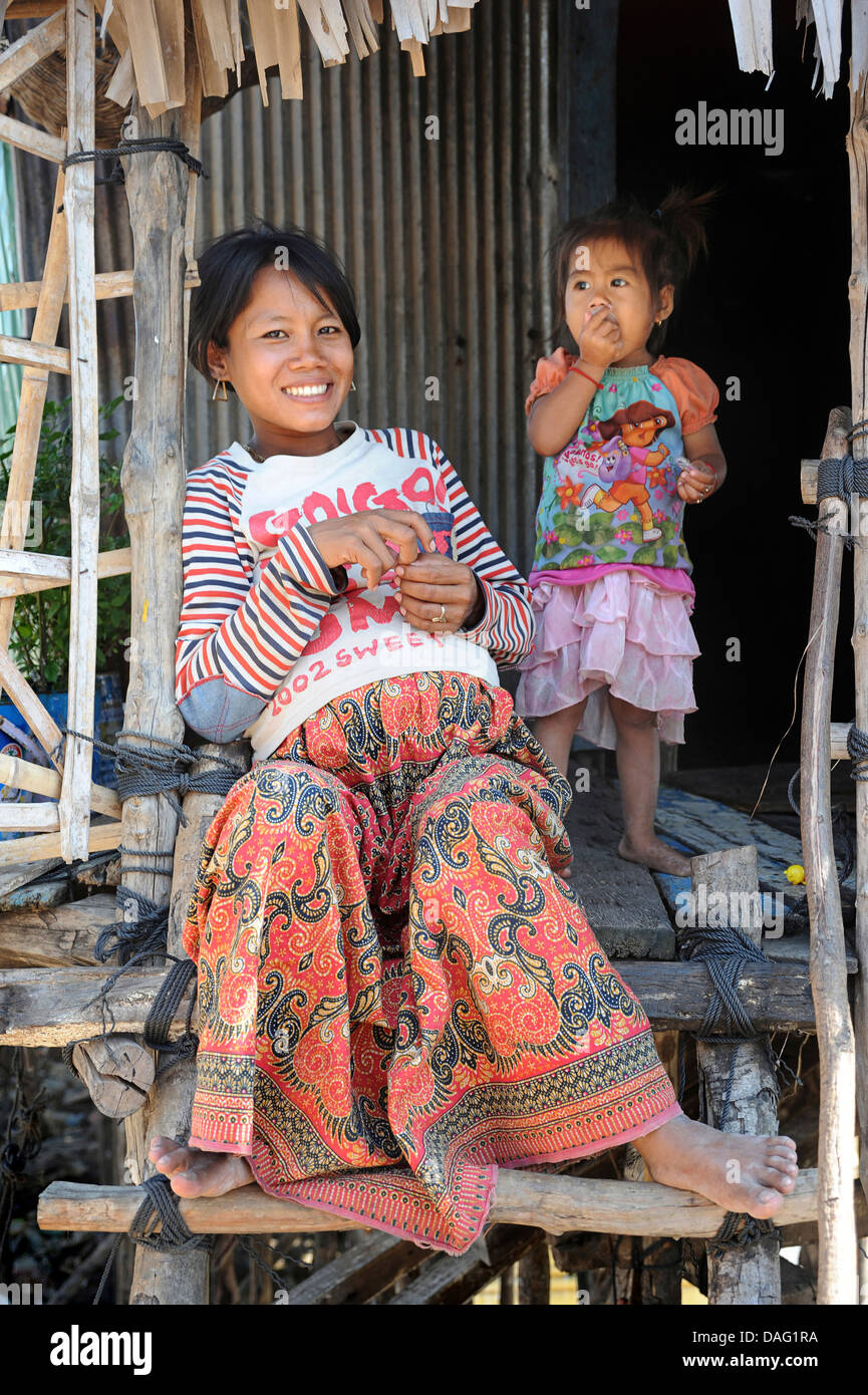 Kambodschanische Mutter und Kind. Siem Reap, Kambodscha Stockfoto