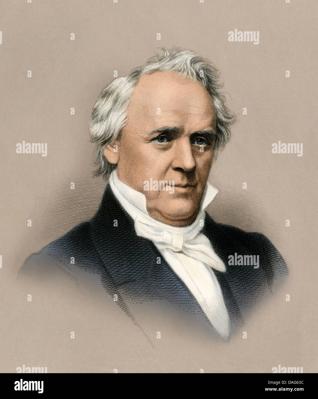 Porträt von US-Präsident James Buchanan. Digital farbige Gravur Stockfoto