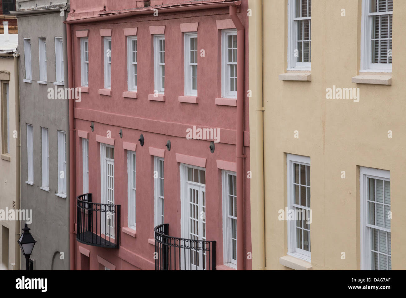 Malerischen Fassaden, Altstadt, Charleston, SC, USA Stockfoto