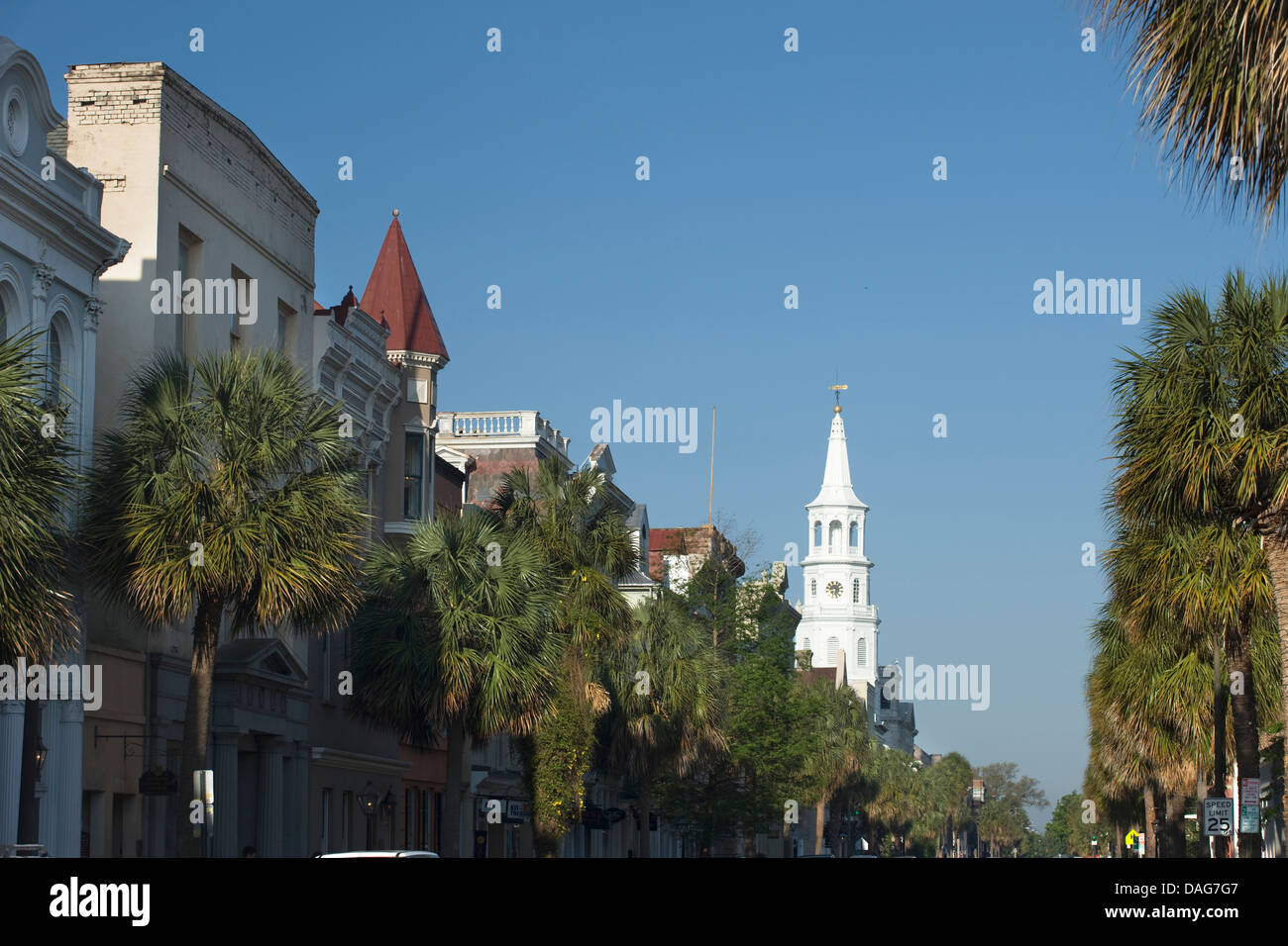 BREITE STRAßE INNENSTADT VON CHARLESTON SOUTH CAROLINA USA Stockfoto