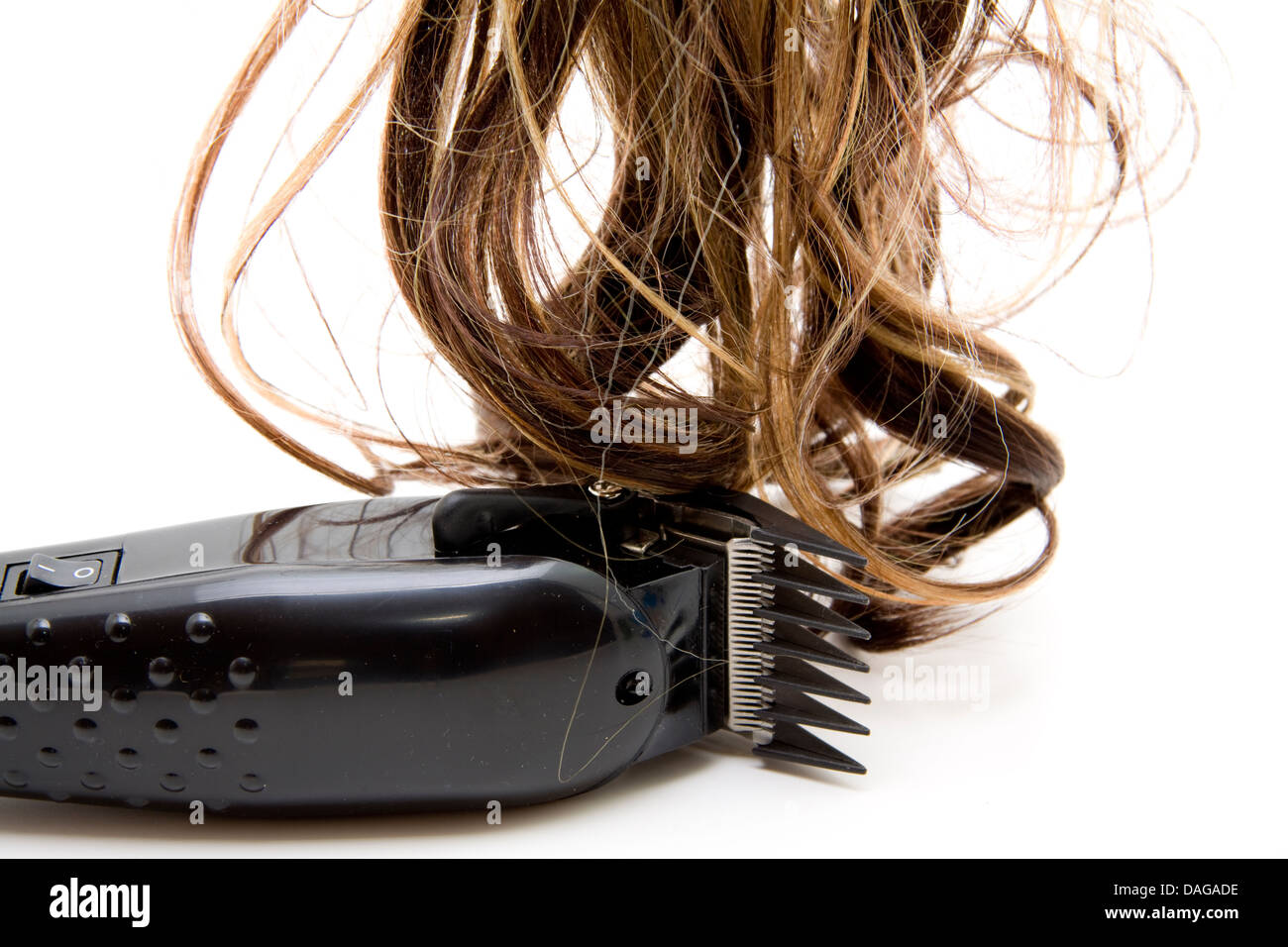 Haar-Mut-Maschine mit Haarteil Stockfoto