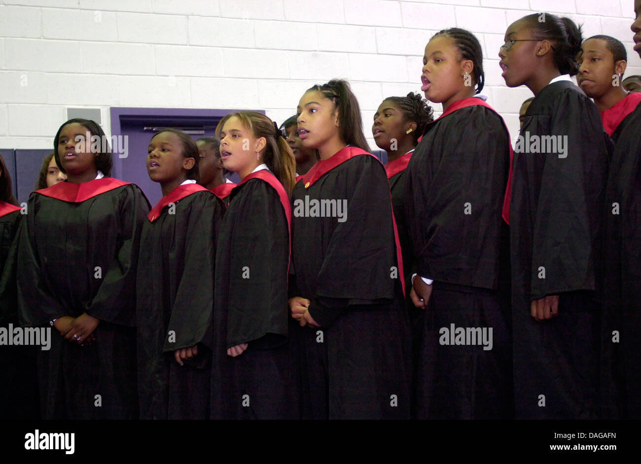 Der Student Chor der Thurgood Marshall Academy in Harlem am 14. Oktober 2004. (© Richard B. Levine) Stockfoto