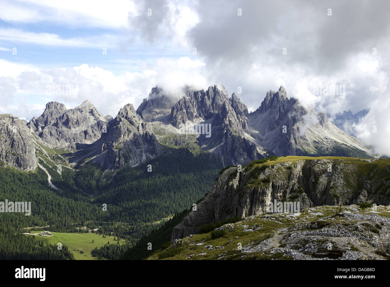 Blick vom Monte Piana, Cadini-Gruppe, Italien, Dolomiten Stockfoto