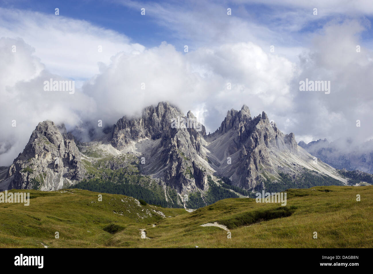 Blick vom Monte Piana, Cadini-Gruppe, Italien, Dolomiten Stockfoto