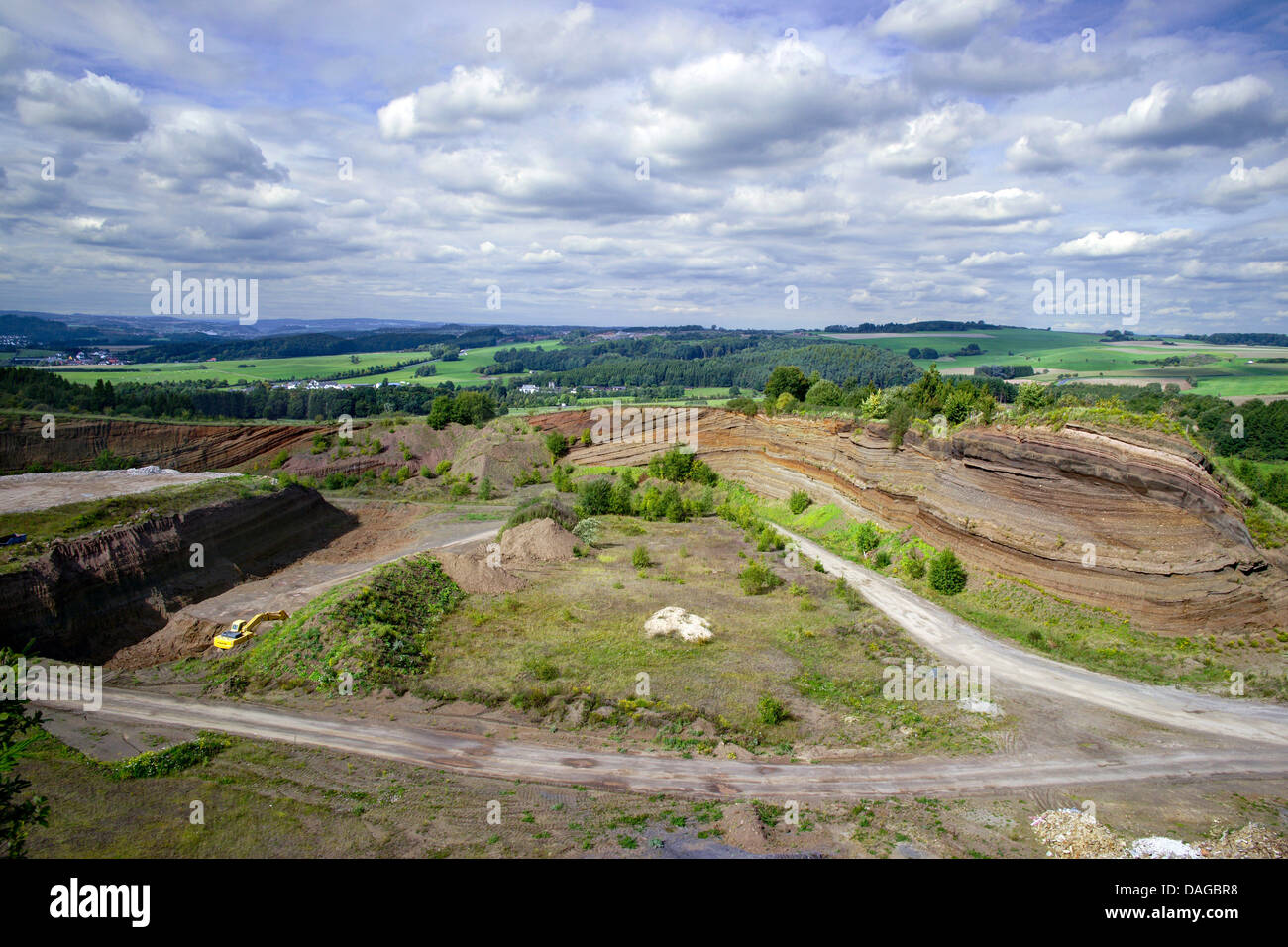 Lavasand Gewinnung, Deutschland, Rheinland-Pfalz, Naturpark Vulkaneifel Stockfoto