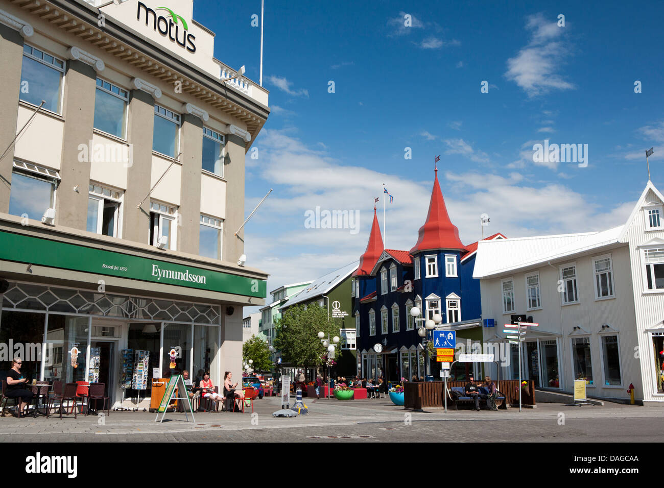 Die Innenstadt von Akureyri - Nordisland Stockfoto