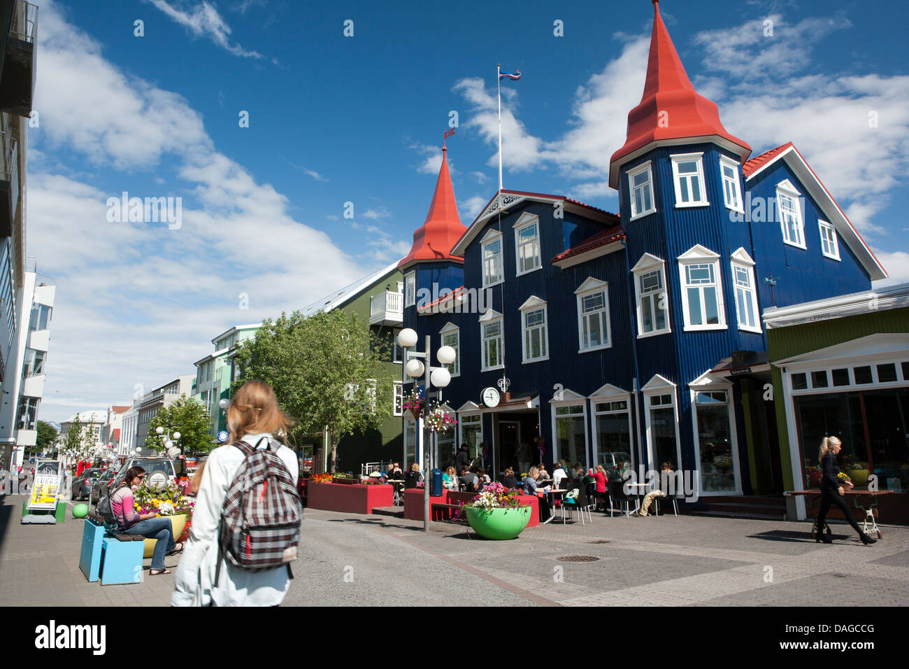 Die Innenstadt von Akureyri - Nordisland Stockfoto