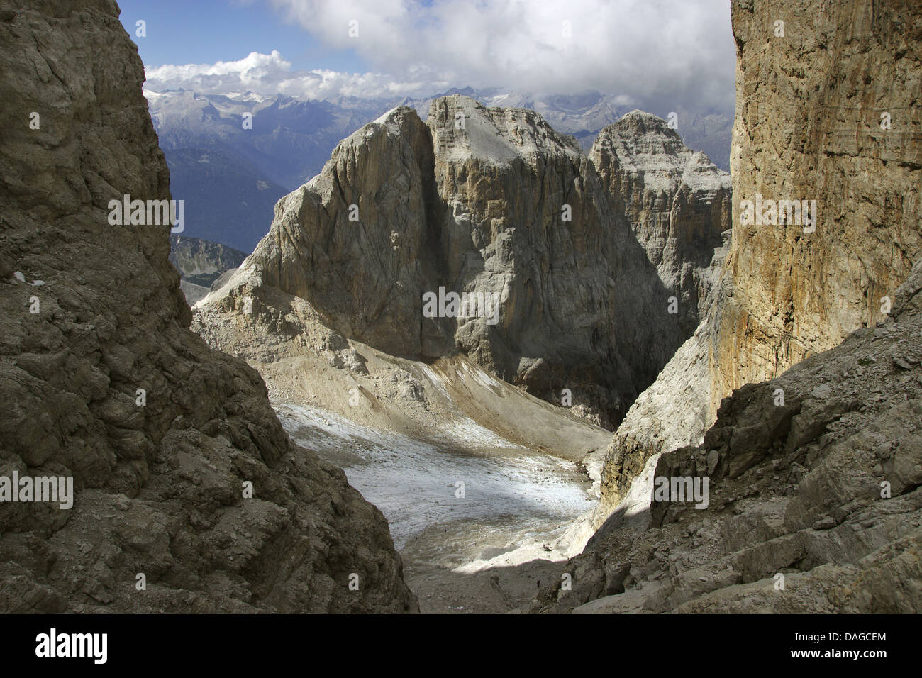 Cima di Val Stretta Blick von Bocca d'Ambiez, Italien, Brenta Stockfoto
