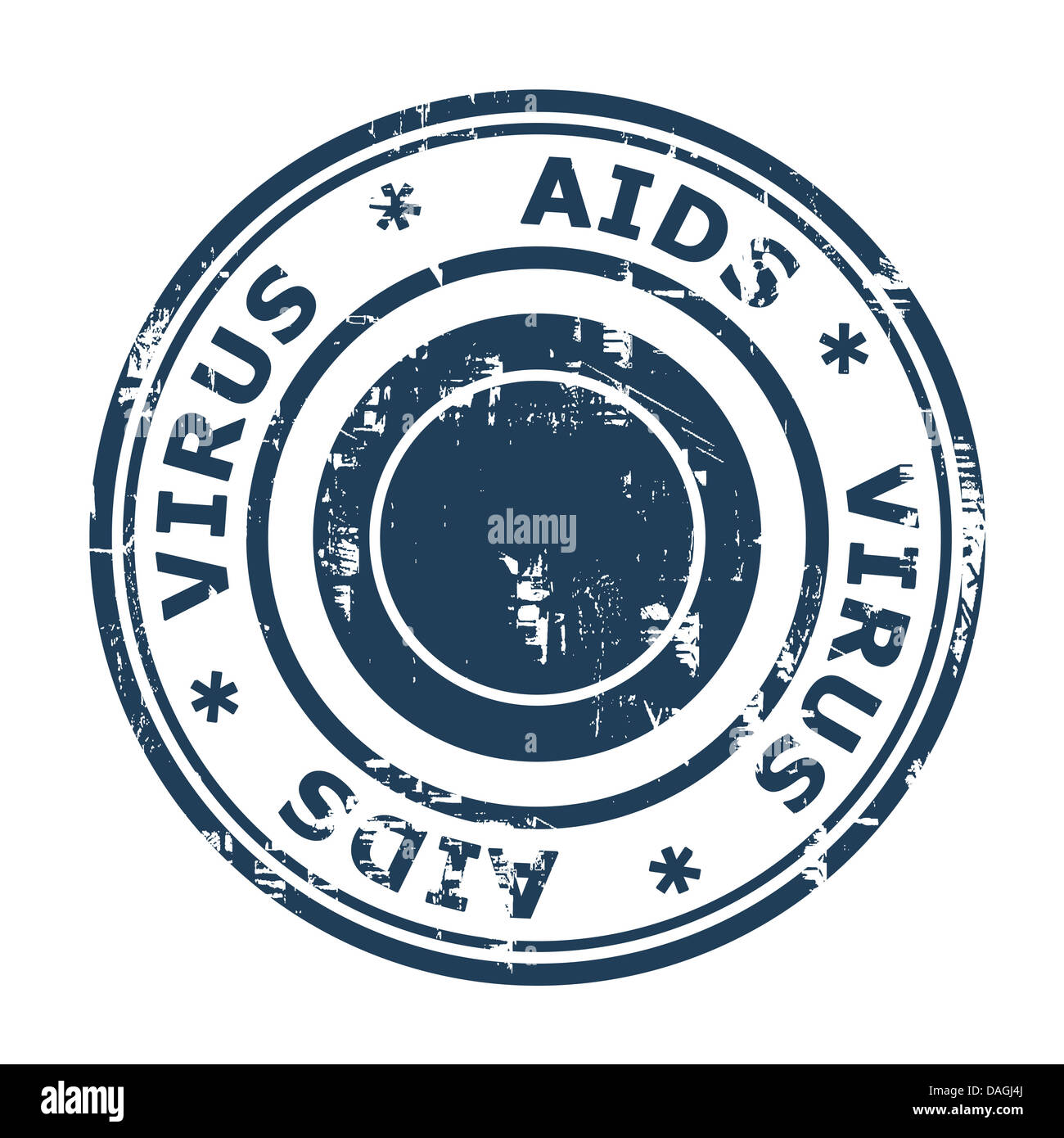 AIDS-Virus Stempel isoliert auf einem weißen Hintergrund. Stockfoto