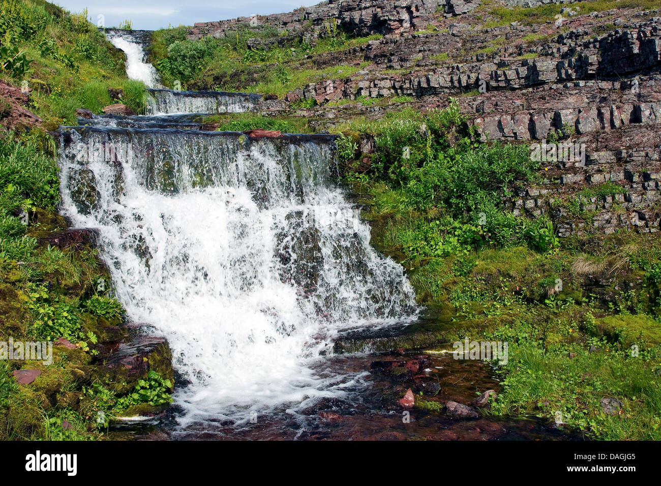 fließendes Wasser, Norwegen Varanger-Halbinsel, Lappland Stockfoto