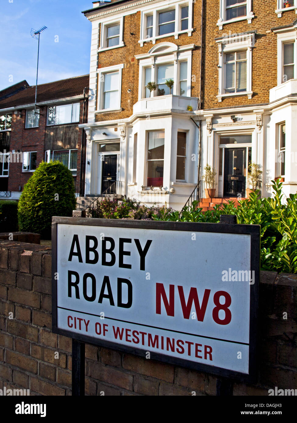 Straßenschild Abbey Road, St. John's Wood, London, England, Vereinigtes Königreich Stockfoto