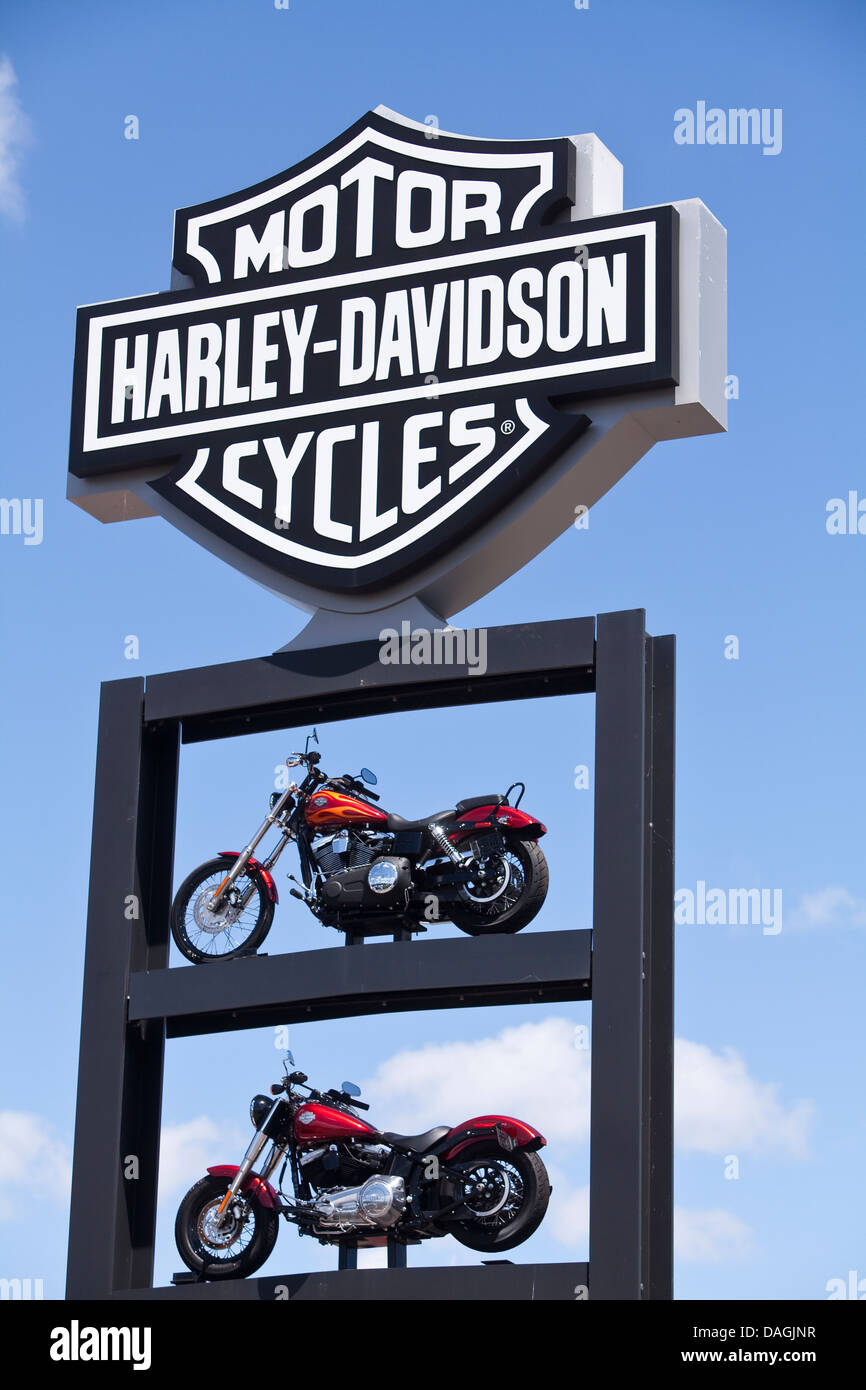 Die Harley-Davidson Roadhouse-Bühne wird auf der Henry W. Maier Festival Park (Summerfest Grounds) in Milwaukee gesehen. Stockfoto