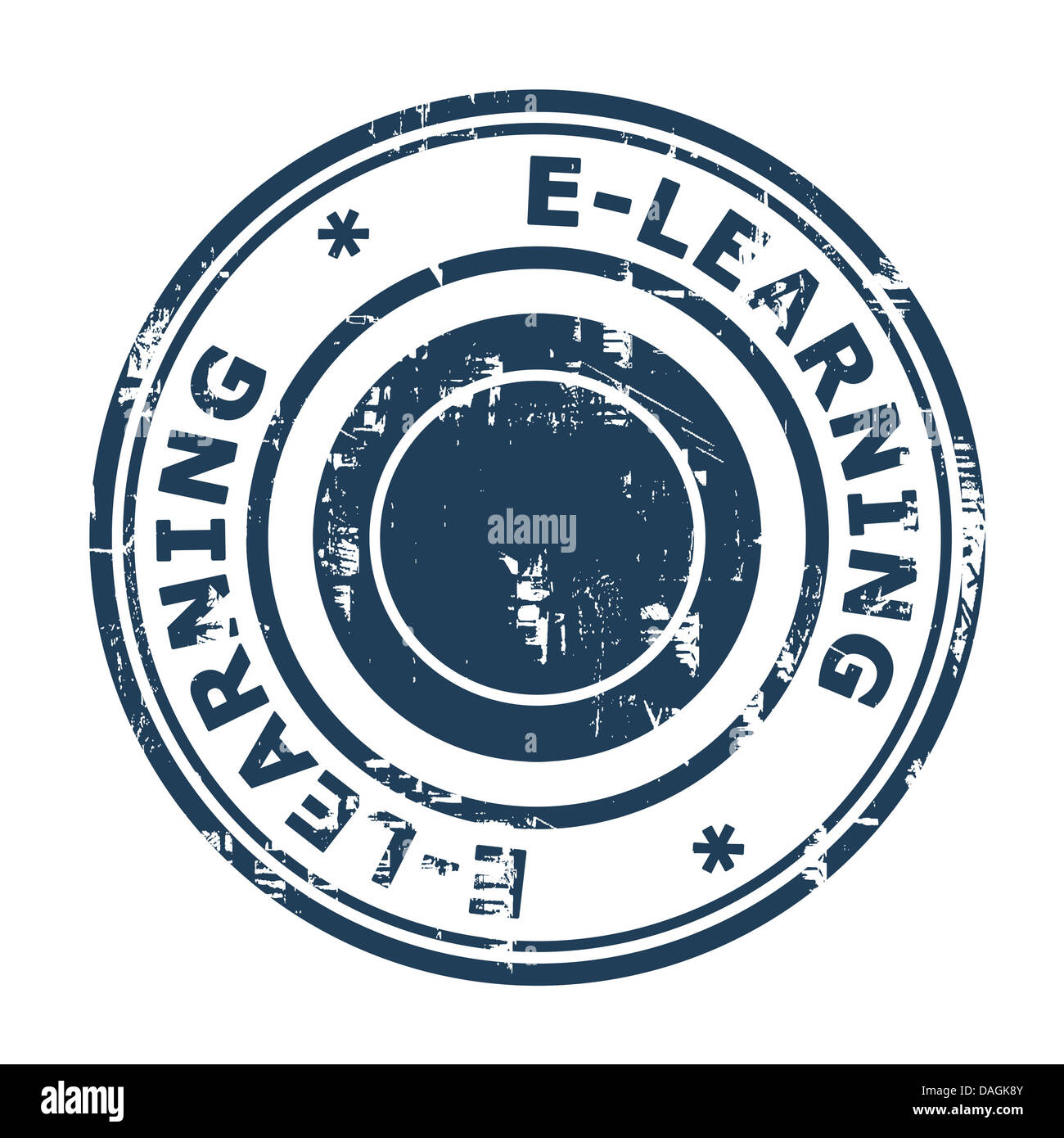 E-Learning-Konzepts Stempel isoliert auf einem weißen Hintergrund. Stockfoto