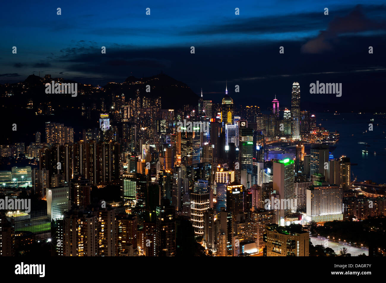 Hong Kong Stadtbild bei Nacht Stockfoto