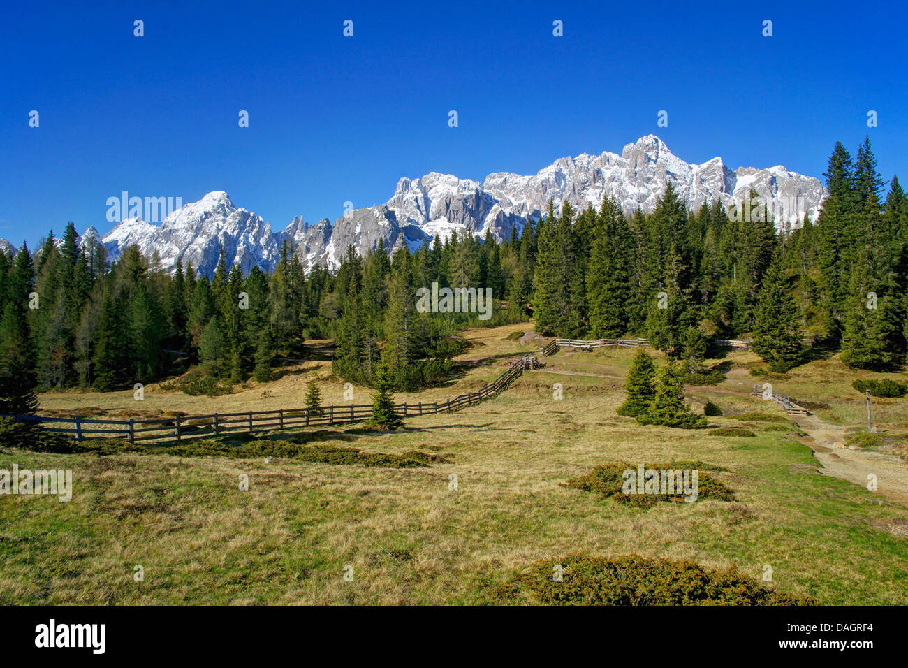 Blick auf die Sextner Dolomiten, Sextner Dolomiten, Südtirol, Italien Stockfoto