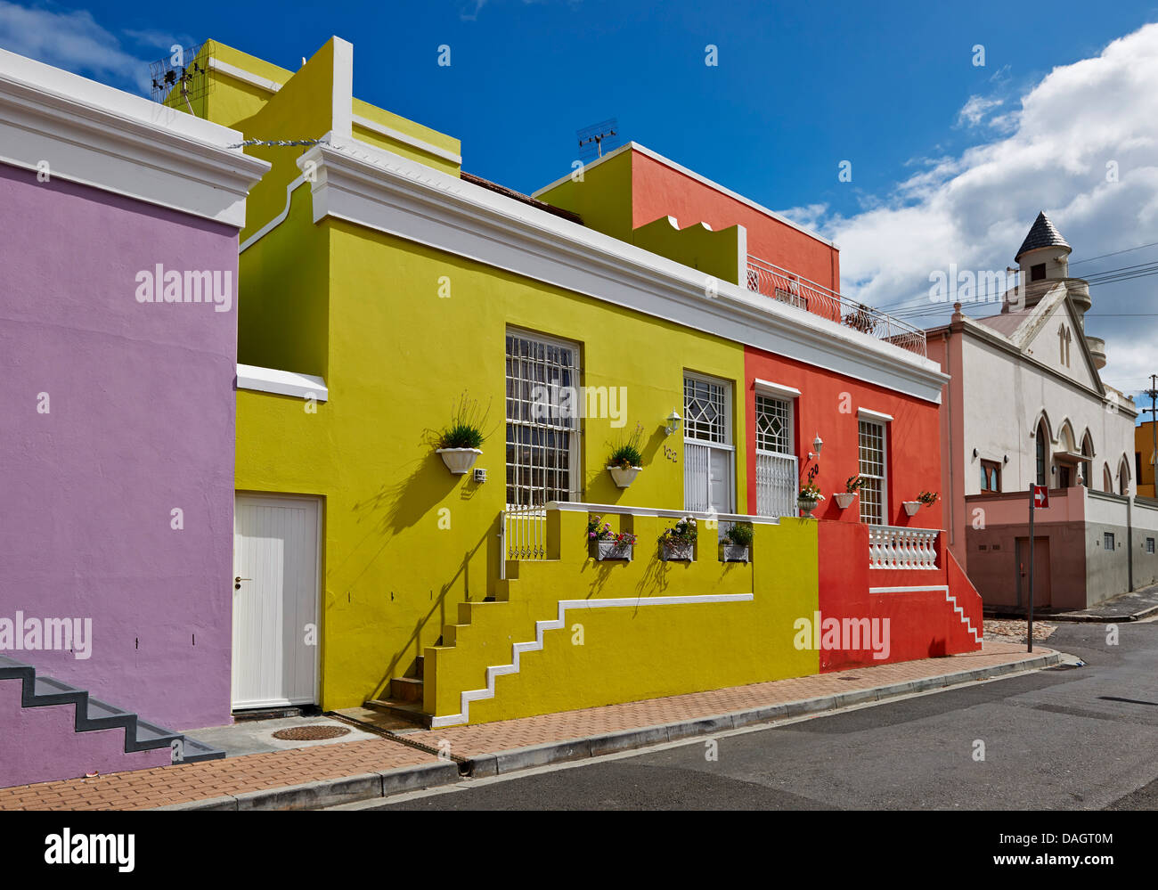 bunte Gebäude in Bo-Kaap, Malay Quarter, Cape Town, Western Cape, Südafrika Stockfoto