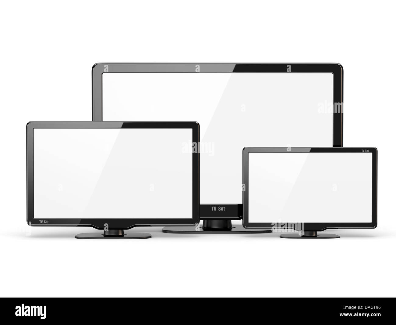 High-Definition-TV. Unterschiedlichen Bildschirmgrößen. 3D Stockfoto