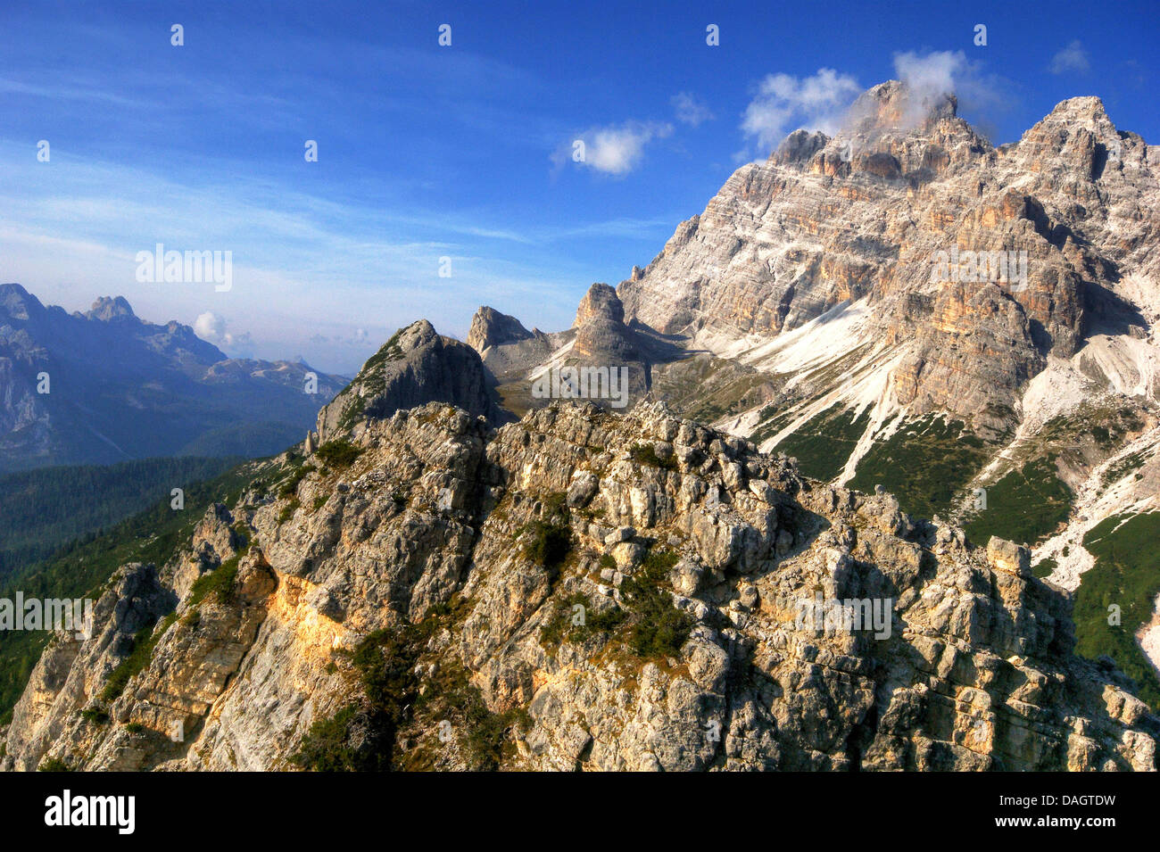 Blick zum Monte Cristallo, Dolomiten, Südtirol, Italien Stockfoto