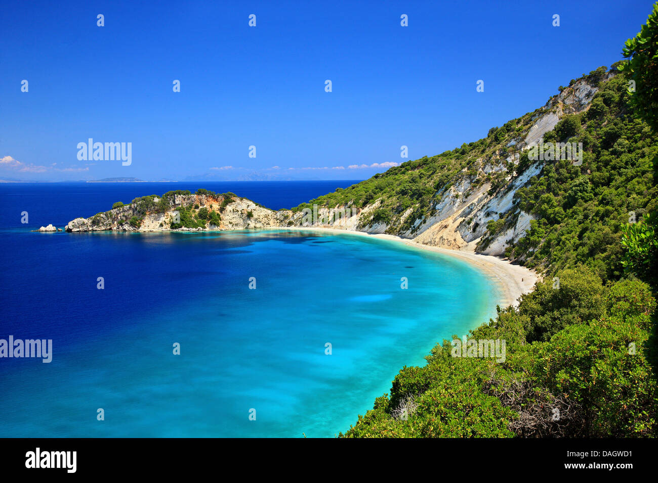 Gidaki Strand, der schönste Strand von Ithaka ("Ithaki") Insel, Ionisches Meer, Nordteil ("sieben Inseln"), Griechenland. Stockfoto