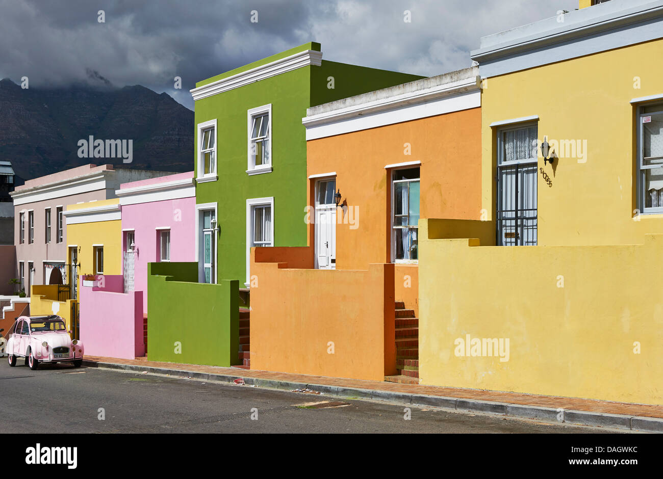 farbenfrohe Gebäude in Bo-Kaap, Malay Quarter, Cape Town, Western Cape, Südafrika Stockfoto