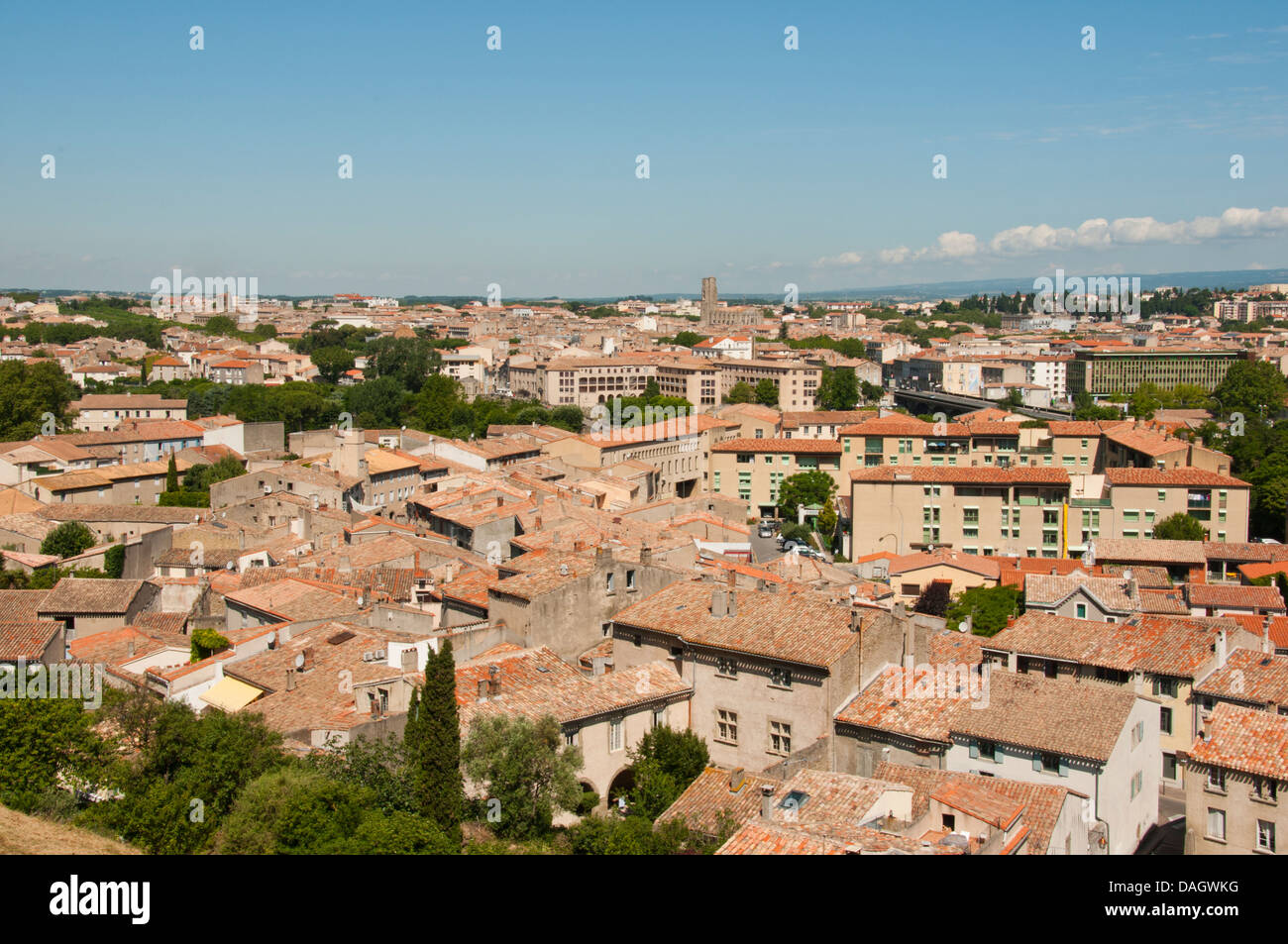 Blick von der alten Stadt Carcassonne, Languedoc Roussillon, Frankreich Stockfoto