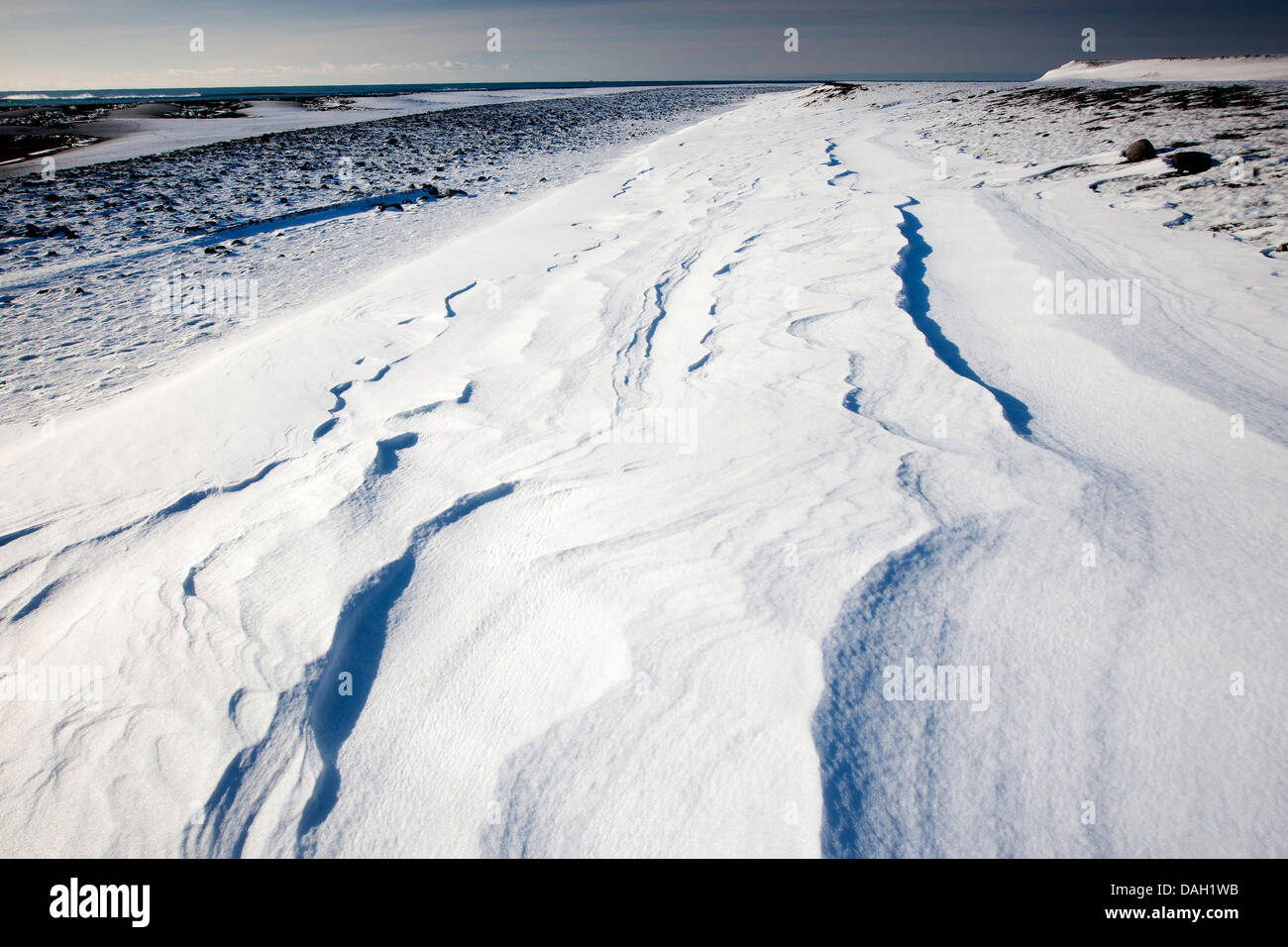 Schneewehe, Island Stockfoto