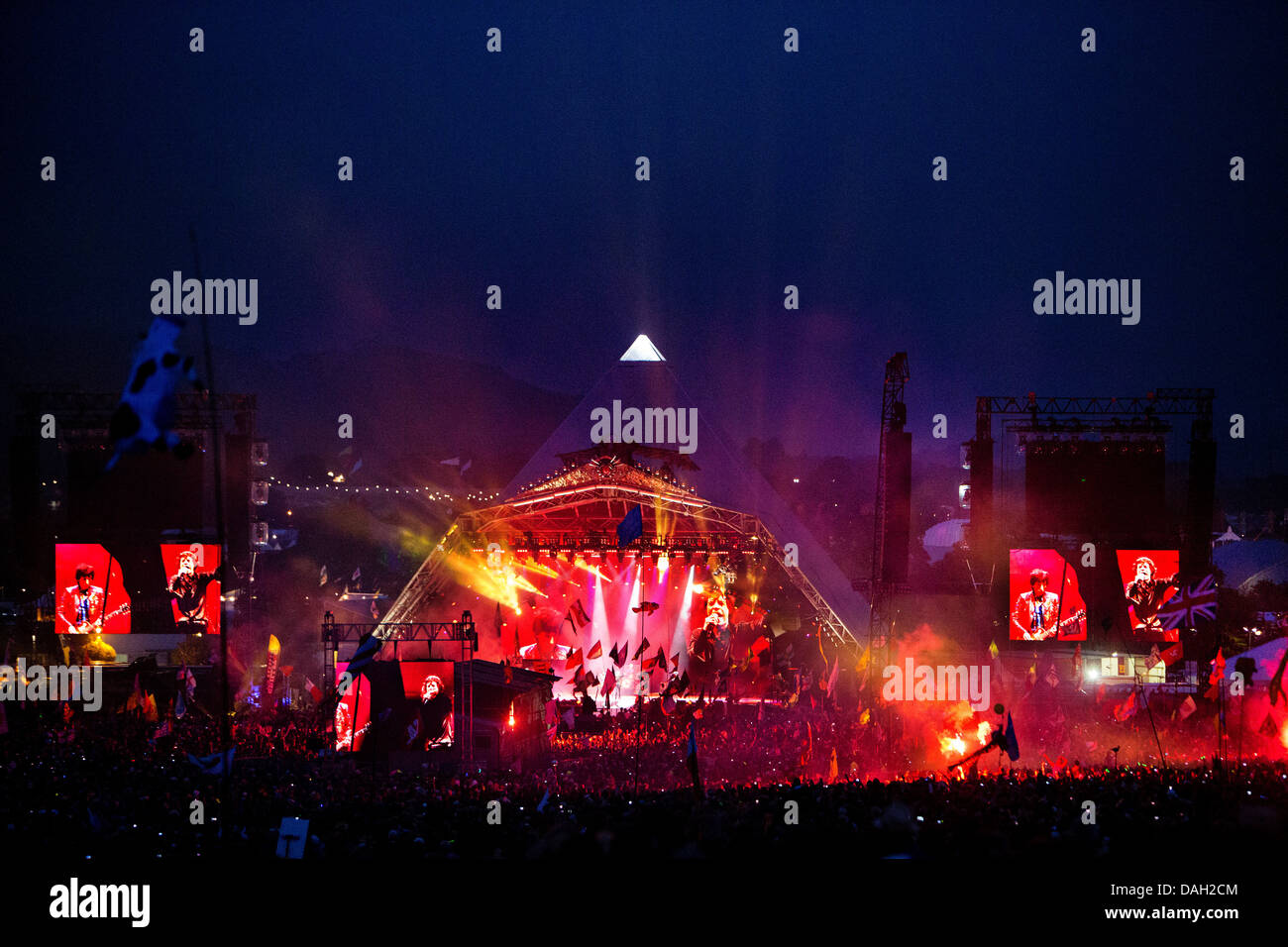 Glastonbury Festival 2014 The Rolling Stones auf der Bühne der Pyramide Stockfoto