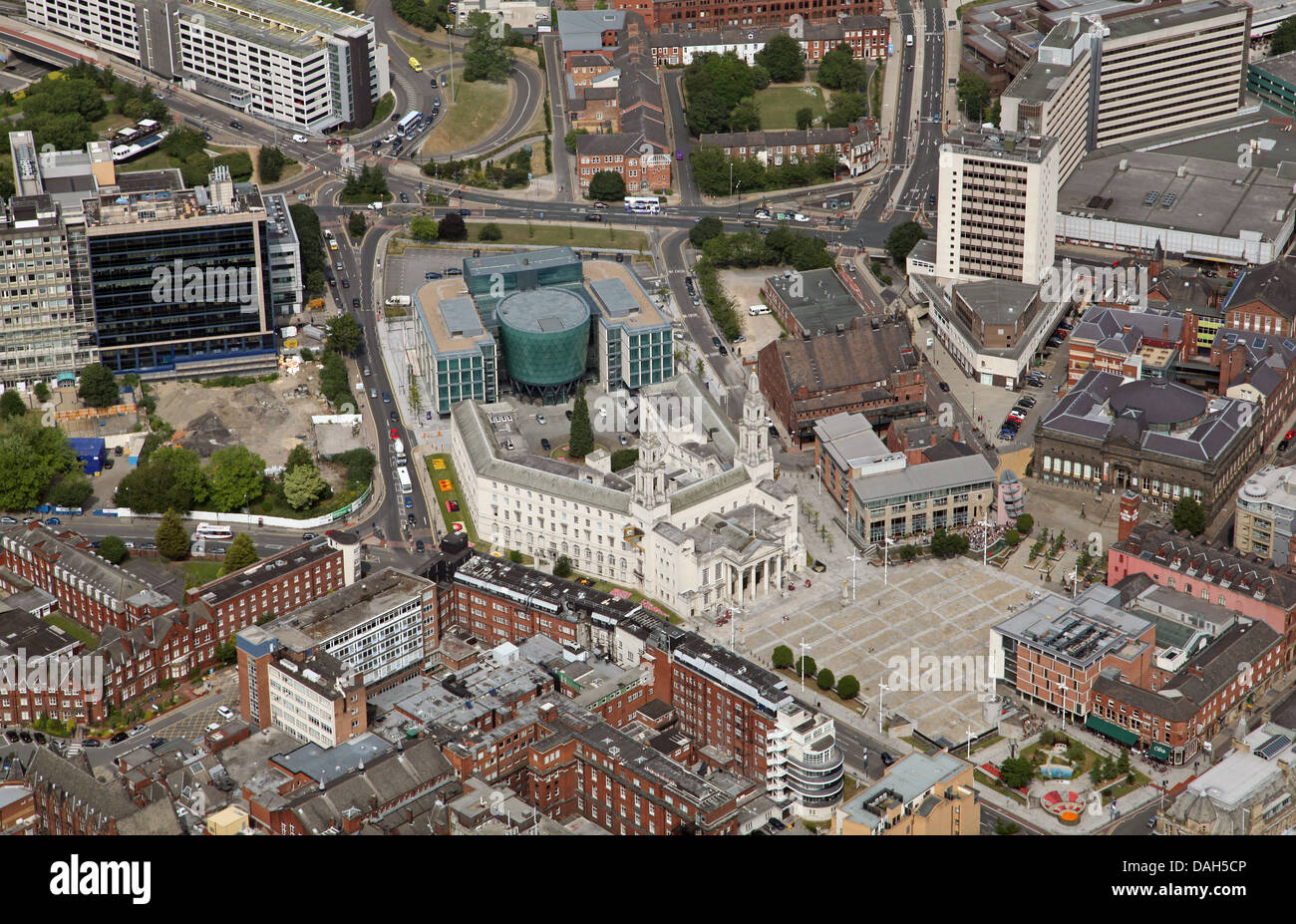 Luftaufnahme von Leeds bürgerlichen Viertel im Zentrum Stadt Stockfoto