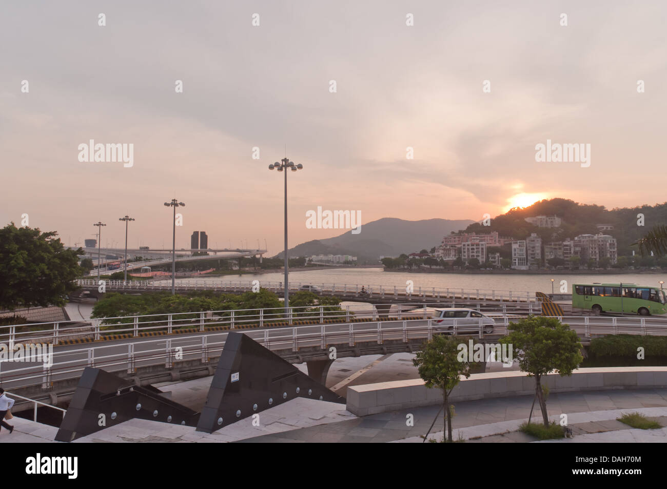 Stadtbild in Macao bei Sonnenuntergang Stockfoto