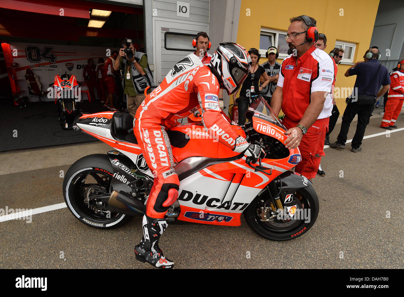 Oberlungwitz, Deutschland. 13. Juli 2013. Andrea Dovizioso (Ducati Team) während des Qualifyings auf Sachsenring Credit: Gaetano Piazzolla/Alamy Live News Stockfoto