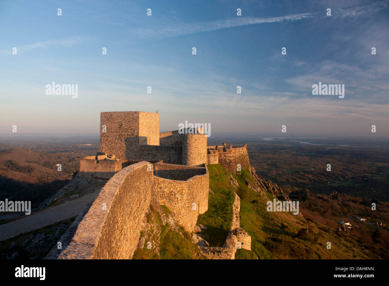 Marvao Burg Castelo de Marvao im Sonnenaufgang Morgengrauen Alentejo Portugal Stockfoto