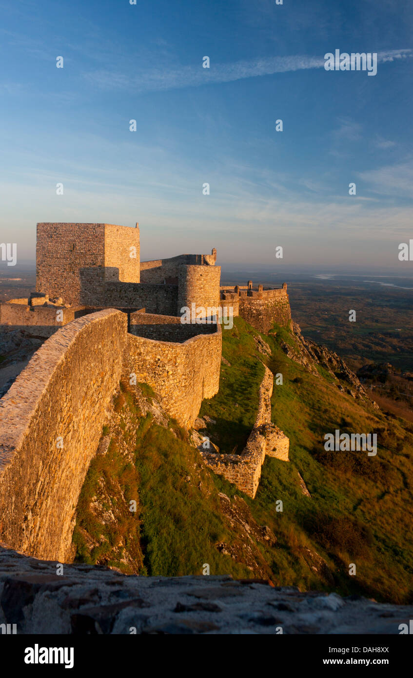 Marvao Burg Castelo de Marvao im Sonnenaufgang Morgengrauen Alentejo Portugal Stockfoto