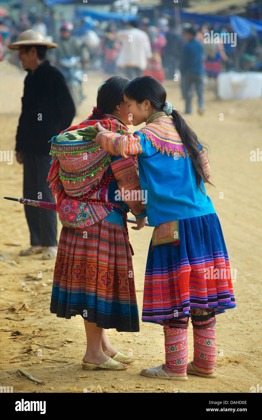 Hmong Frauen am Markt, können Cau Stockfoto
