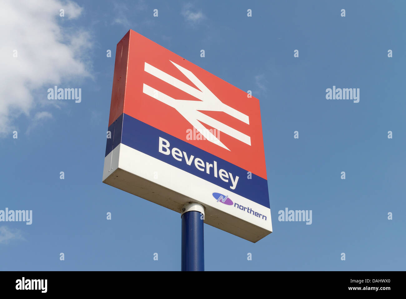 Beverley train Station Zeichen UK Stockfoto